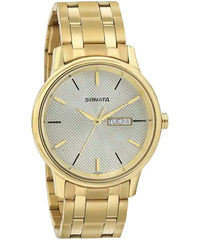 Sonata Men's Wedding Edition - Champagne Dial Gold Metal Strap Watch, 7134YM03