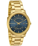 Sonata Men's Analog Blue Dial Gold Stainless Steel Strap Watch, 7134YM05