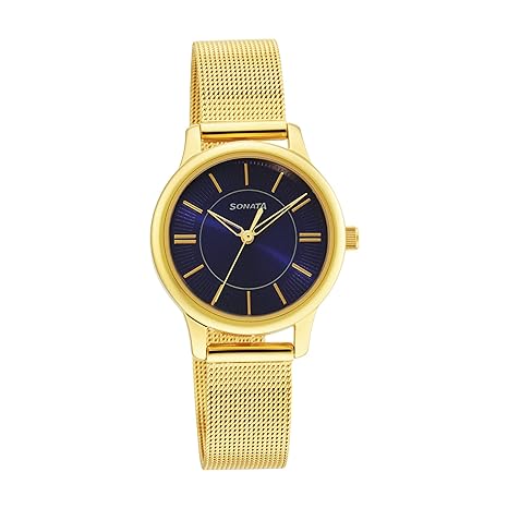 Sonata, Women, Analog, Watch, Blue Dial, Metal Strap, 8178YM04