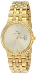 Titan Men's Watch Karishma Collection Analog, Champagne Dial Gold Stainless Steel Strap, 1107YM08