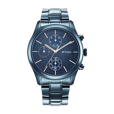 Titan, Men, Analog, Watch, Blue Dial, Stainless steel Strap, 1805QM01
