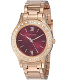 Sonata Women's Blush Maroon Dial Gold Stainless Steel Strap Watch, 8123WM02