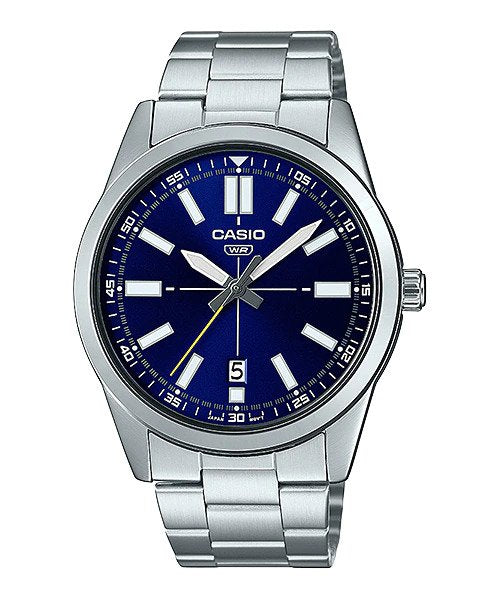 Casio men analog watch, blue dial with comfortable strap, model CS-MTP-VD02D-2EUDF, Bahrain