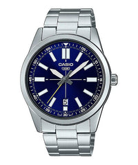 Casio Men's Watch, Blue Dial Silver Stainless Steel Strap, MTP-VD02D-2EUDF