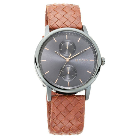Titan, Men, Analog, Watch, Blue Dial, Leather Strap, 90118QL01