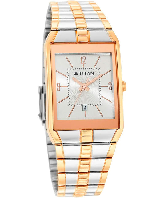 Titan, Men, Analog, Watch, Silver Dial, Stainless steel Strap, 9151KM01