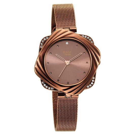 Titan, Women, Analog, Watch, Brown Dial, Stainless steel Strap, 95139QM02