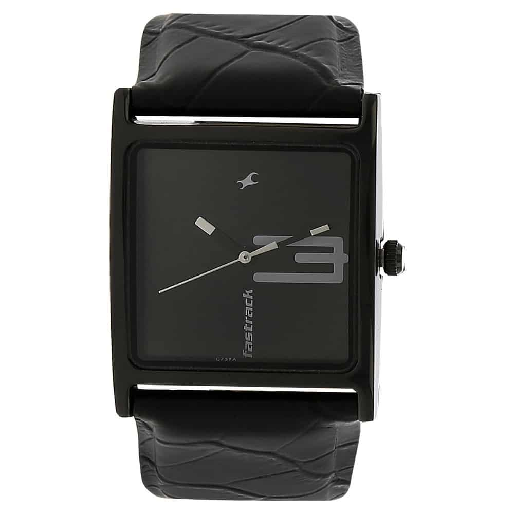 Fastrack Women's Analog Watch, Black Dial Black Leather Strap, 9735NL02