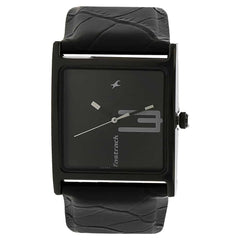 Fastrack Women's Analog Watch, Black Dial Black Leather Strap, 9735NL02