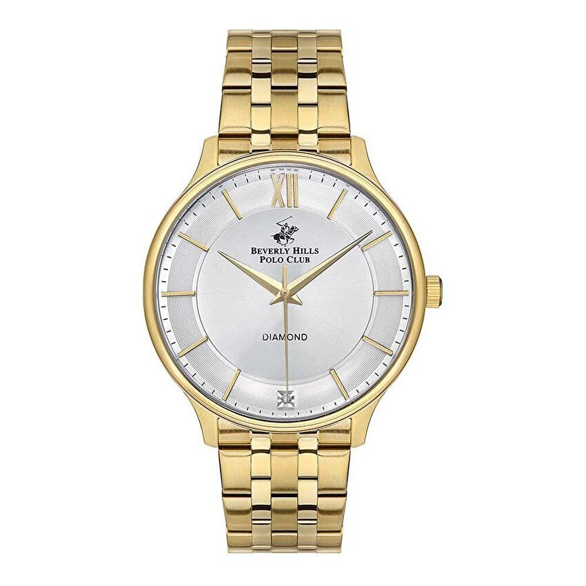 Beverly Hills Polo Club  Men's watch, White Dial, Gold Metal Strap, Wrist Watch,BP3307X.150
