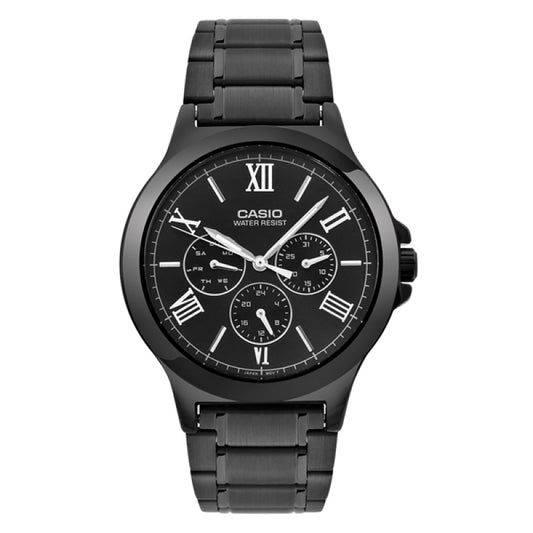 Casio men analog watch, black dial with comfortable strap, model CS-MTP-V300B-1AUDF, Bahrain