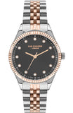 Lee Cooper  Women's Black Dial, Silver and Rose Gold Two Tone Stainless Steel Strap Watch, LC07310.550