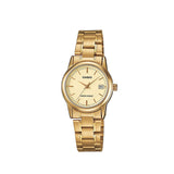 Casio Women's Watch Analog, Champagne Dial Gold Stainless Steel Strap, LTP-V002G-9AUDF