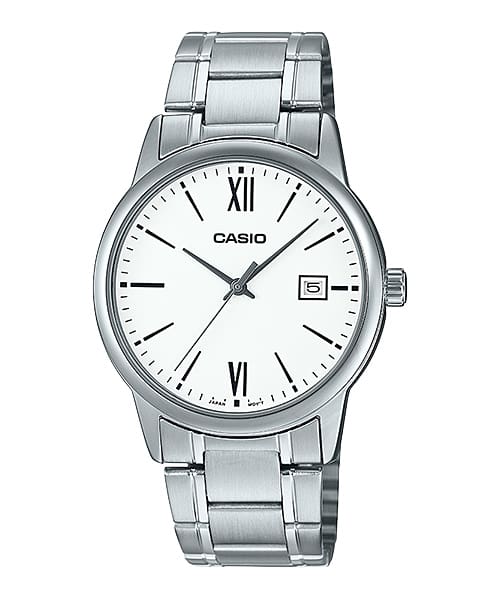 Casio men analog watch, white dial with comfortable strap, model CS-MTP-V002D-7B3UD, Bahrain