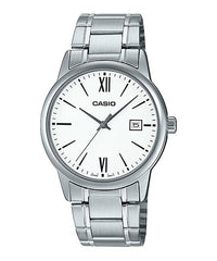 Casio Men's Watch Analog, White Dial Silver Stainless Steel Strap, MTP-V002D-7B3UD