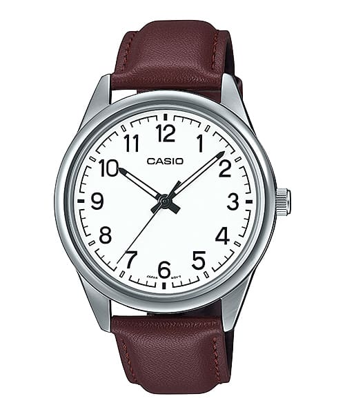 Casio men analog watch, white dial with comfortable strap, model CS-MTP-V005L-7B4UD, Bahrain