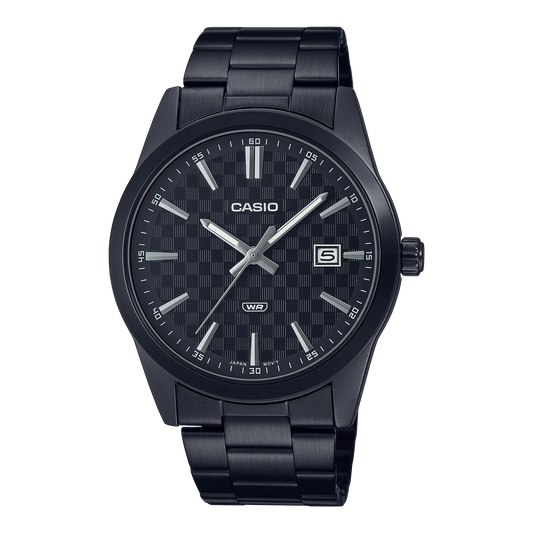 Casio men analog watch, black dial with comfortable strap, model CS-MTP-VD03B-1A, Bahrain