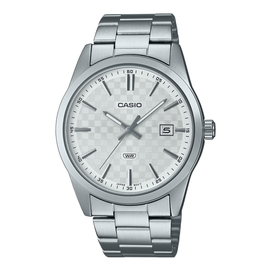 Casio men analog watch, silver dial with comfortable strap, model CS-MTP-VD03D-7A, Bahrain