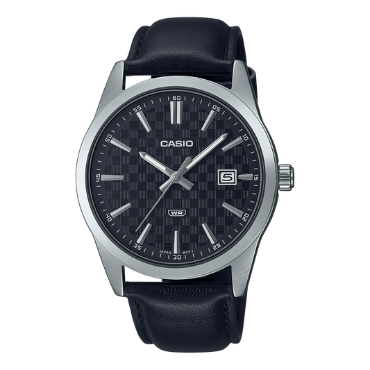 Casio men analog watch, black dial with comfortable strap, model CS-MTP-VD03L-1A, Bahrain