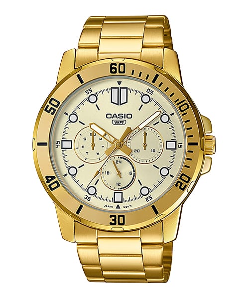 Casio Men's Watch Analog, Gold Dial Gold Stainless Steel Strap, MTP-VD300G-9EUD