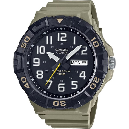 Casio men analog watch, black dial with comfortable strap, model CS-MRW-210H-5AVDF, Bahrain