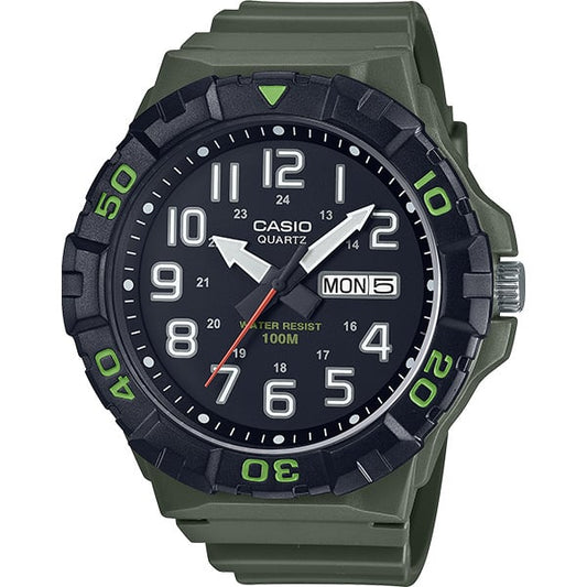 Casio men analog watch, black dial with comfortable strap, model CS-MRW-210H-3AVDF, Bahrain