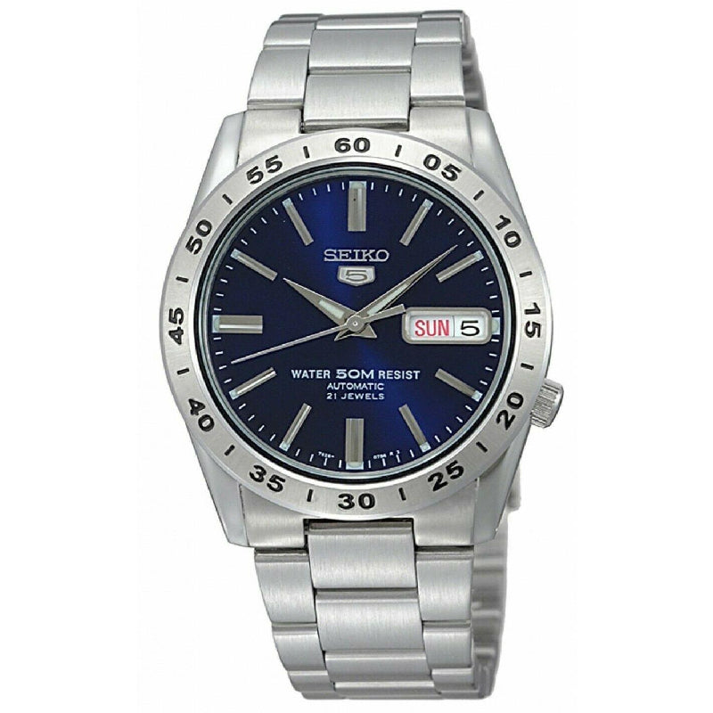 Seiko Men's Mechanical Watch Analog, Blue Dial Silver Stainless Band, SNKD99K