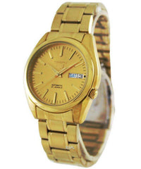 Seiko Men's Mechanical Watch Analog, Gold Dial Gold Stainless Band, SNKL48K