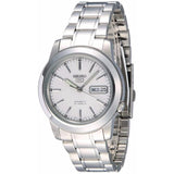 Seiko Men's Mechanical Watch Analog, White Dial Silver Stainless Band, SNKE49J