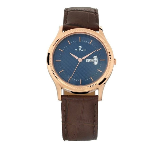 Titan, Men, Analog, Watch, Blue Dial, Leather Strap, 1824WL01