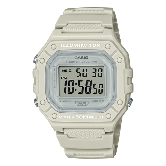 Casio unisex analog watch, beige dial with comfortable strap, model CS-W-218HC-8AVDF, Bahrain
