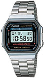 Casio Men's Watch Vintage Collection Digital, Grey Dial Silver Stainless Steel Strap, A168WA-1WDF