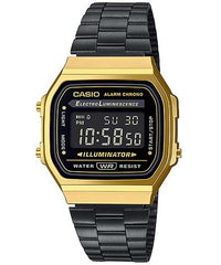 Casio Men's Watch Vintage Collection Digital, Black Dial Black Stainless Steel Strap, A168WEGB-1BDF