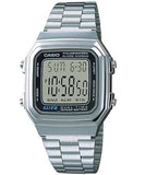 Casio Men's Watch Vintage Collection Digital, Black Dial Silver Stainless Steel Strap, A178WA-1ADF