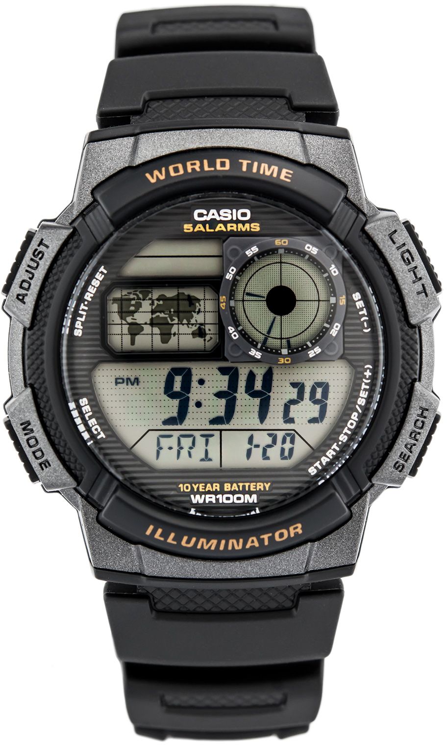 Casio Men's Watch Sport Collection Digital, Black Dial Black Rubber Strap, AE-1000W-1AVDF