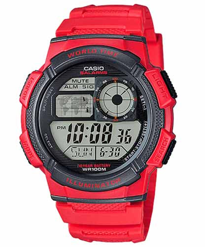 Casio men analog watch, black dial with comfortable strap, model CS-AE-1000W-4AVDF, Bahrain