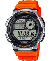 Casio Men's Watch Sport Collection Digital, Black Dial Orange Rubber Strap, AE-1000W-4BVDF