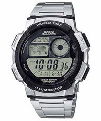 Casio Men's Watch Sport Collection Digital, Black Dial Silver Stainless Steel Strap, AE-1000WD-1AVDF