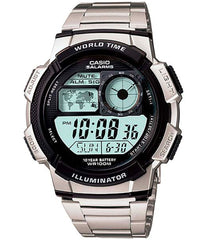 Casio Men's Watch Sport Collection Digital, Black Dial Silver Stainless Steel Strap, AE-1100WD-1AVDF