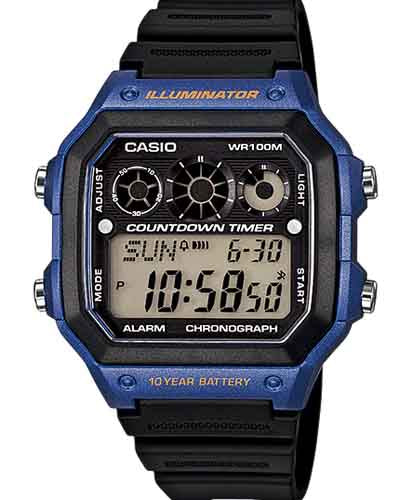 Casio Men's Watch Digital, Black Dial Black Resin Strap, AE-1300WH-2AVDF