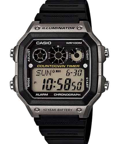 Casio Men's Watch Digital, Black Dial Black Resin Strap, AE-1300WH-8AVDF