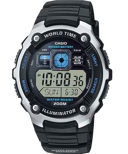 Casio Men's Watch Digital, Black Dial Black Resin Strap, AE-2000W-1AVDF