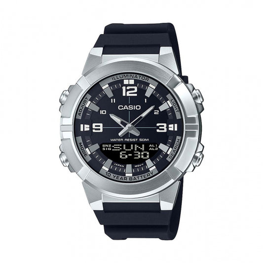 Casio men analog watch, blue dial with comfortable strap, model CS-AMW-870-1AVDF, Bahrain