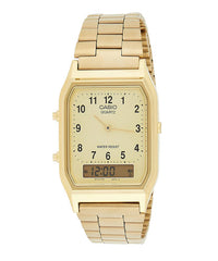 Casio Men's Watch Analog & Digital Combo, Gold Dial Gold Stainless Steel Strap, AQ-230GA-9BMQD