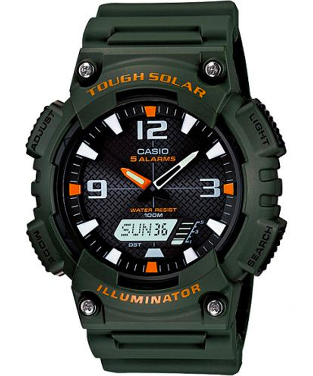 Casio Men's Watch Analog & Digital Combo, Black Dial Green Resin Strap, AQ-S810W-3AVDF