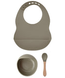 Milk It Baby Army Green Bib & Bowl Set, 100% Food Grade Silicone Set, MI-BBAG001