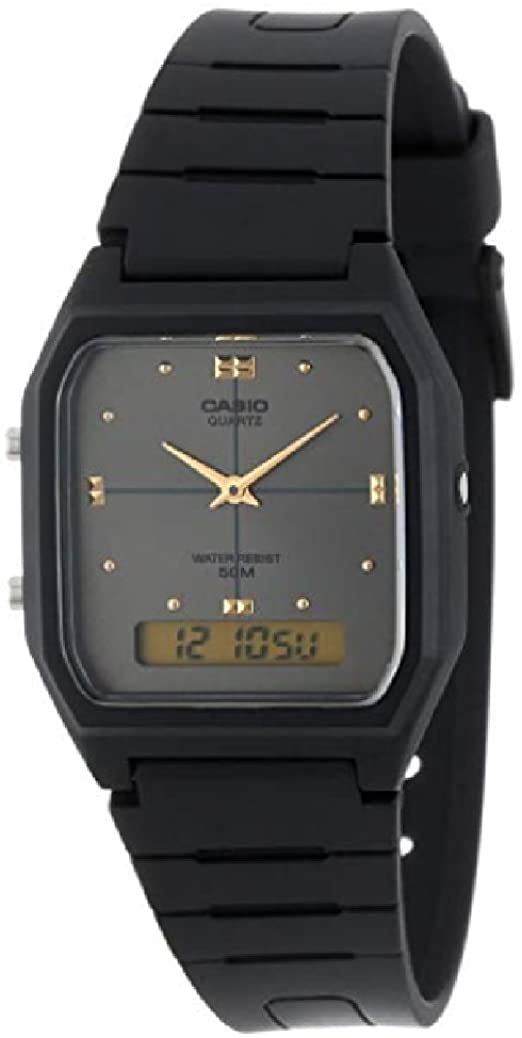 Casio men analog watch, black dial with comfortable strap, model CS-AW-48HE-8AVDF, Bahrain