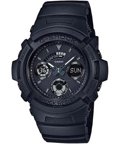 G-Shock Watch Men's Watch Analog & Digital Combo, Black Dial Black Resin Band, AW-591BB-1ADR