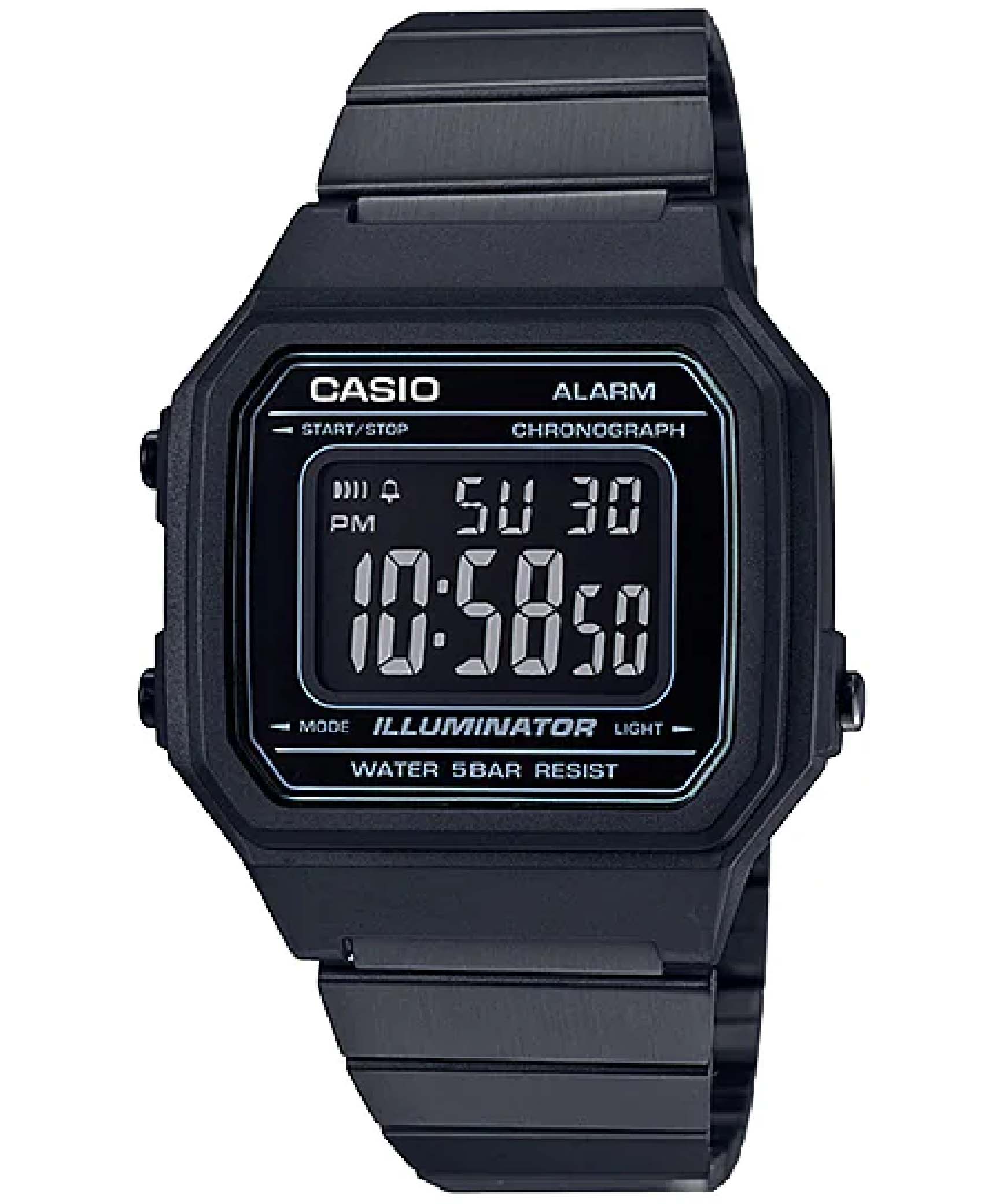 Casio Men's Watch Vintage Collection Digital, Black Dial Black Stainless Steel Strap, B650WB-1BDF