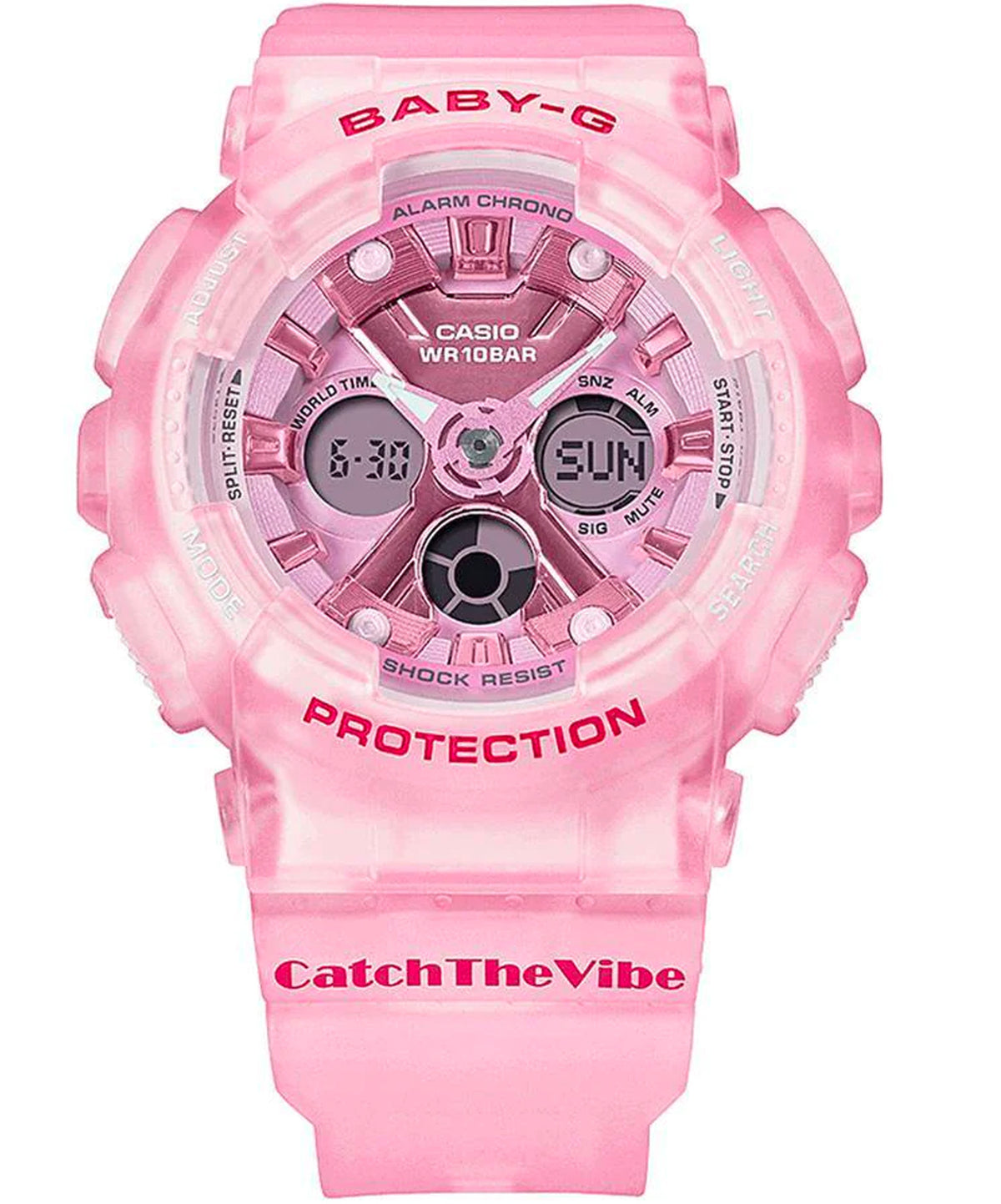 Baby-G Analog & Digital, Pink Dial Pink Resin Band Watch for Women, BA-130CV-4ADR